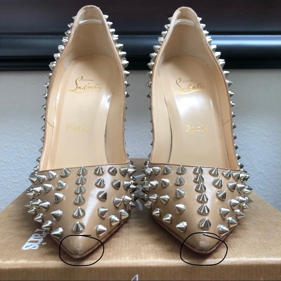 Christian Louboutin NUDE ORIGINAL PRE-2013 PIGALLE SPIKES 120 PUMPS Heels - Picture 6 of 11